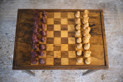 ROSEWOOD & SATINWOOD CHESS TABLE - Sophie Alliott | Artist in London | Framed Form & Sculptures