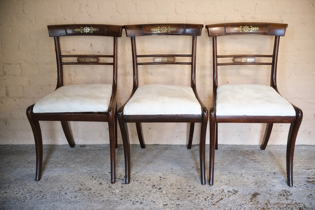 REGENCY SABRE LEG BRASS INLAID DINING CHAIRS - Sophie Alliott | Artist in London | Framed Form & Sculptures