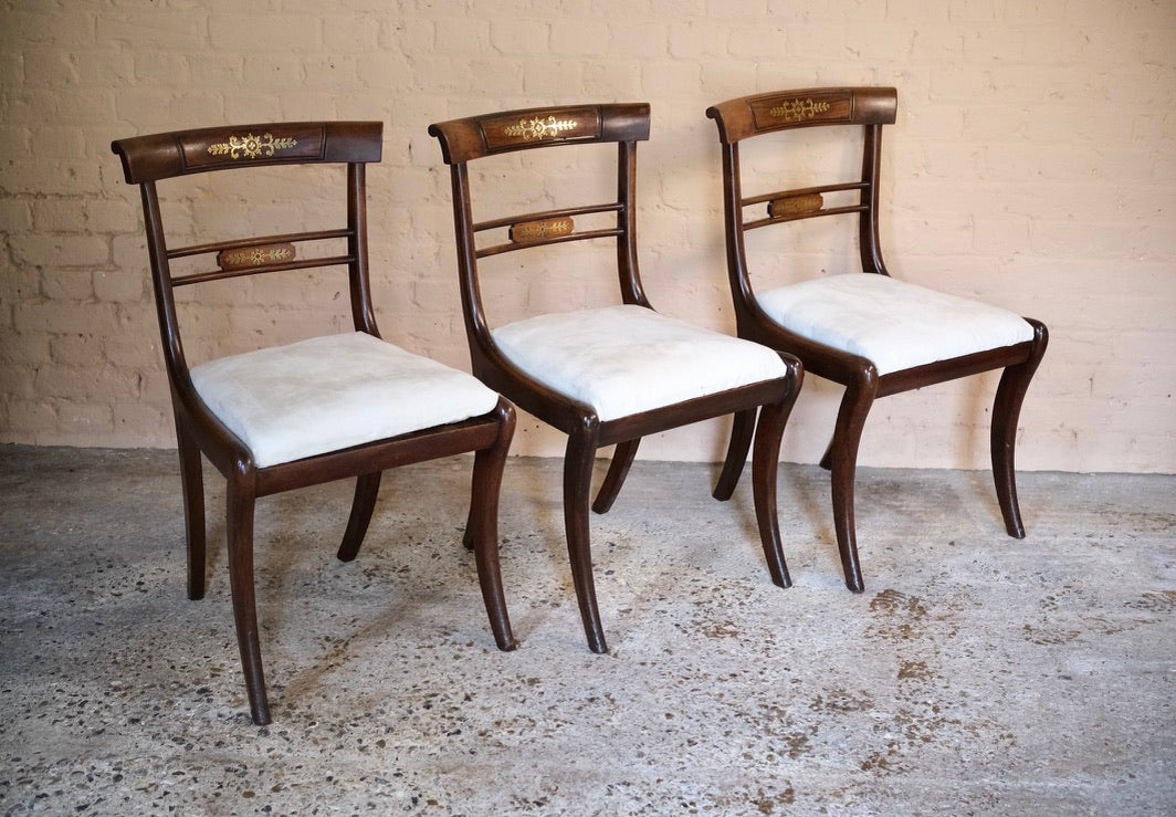 REGENCY SABRE LEG BRASS INLAID DINING CHAIRS - Sophie Alliott | Artist in London | Framed Form & Sculptures