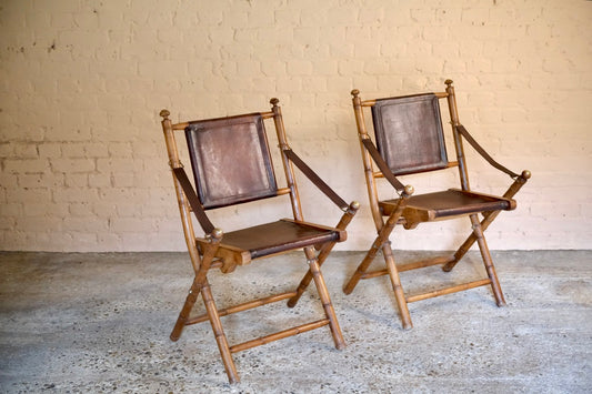 PAIR OF BAMBOO FOLDING CAMPAIGN CHAIRS - Sophie Alliott | Artist in London | Framed Form & Sculptures