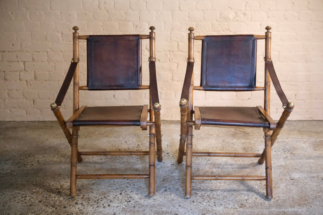 PAIR OF BAMBOO FOLDING CAMPAIGN CHAIRS - Sophie Alliott | Artist in London | Framed Form & Sculptures