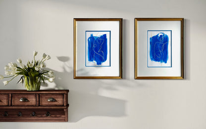 Figures in the Blue - Set 1 - Sophie Alliott | Artist in London | Framed Form & Sculptures