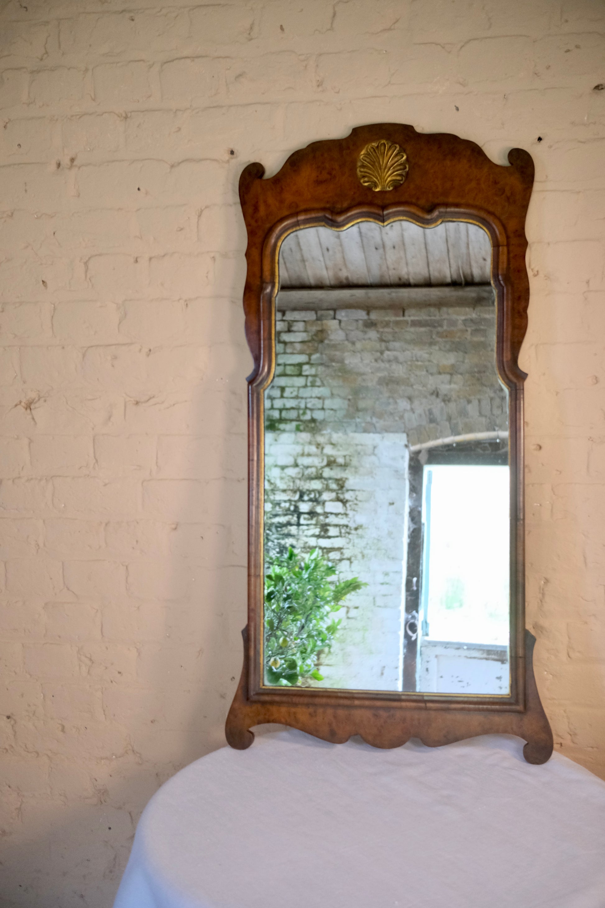 WILLIAM & MARY STYLE WALNUT WALL MIRROR - Sophie Alliott | Artist in London | Framed Form & Sculptures