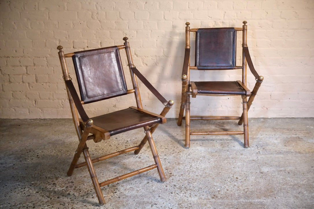 PAIR OF BAMBOO FOLDING CAMPAIGN CHAIRS - Sophie Alliott | Artist in London | Framed Form & Sculptures