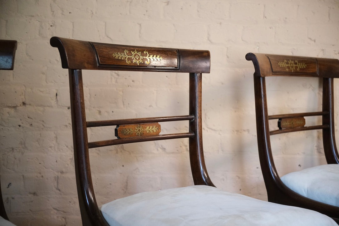 REGENCY SABRE LEG BRASS INLAID DINING CHAIRS - Sophie Alliott | Artist in London | Framed Form & Sculptures