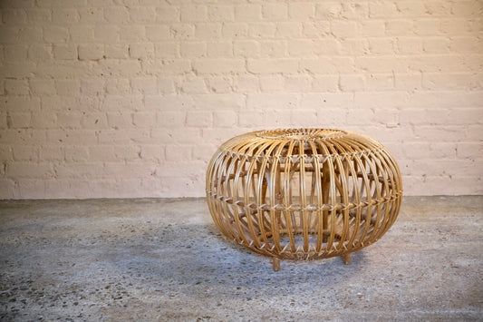 VINTAGE CANE & WICKER OTTOMAN - Sophie Alliott | Artist in London | Framed Form & Sculptures