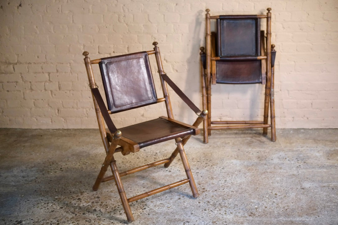 PAIR OF BAMBOO FOLDING CAMPAIGN CHAIRS - Sophie Alliott | Artist in London | Framed Form & Sculptures