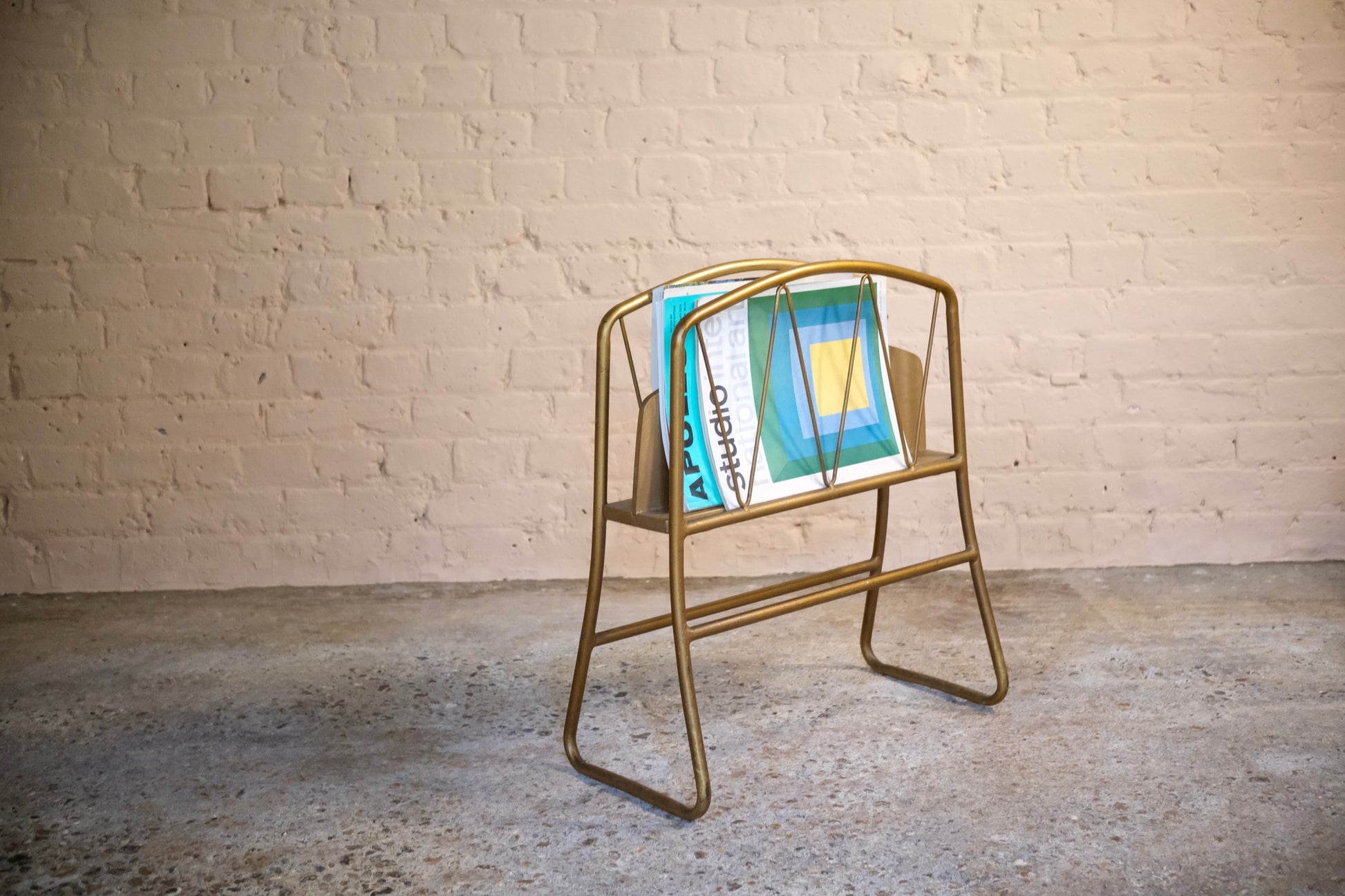 BRUSHED METAL MAGAZINE RACK - Sophie Alliott | Artist in London | Framed Form & Sculptures