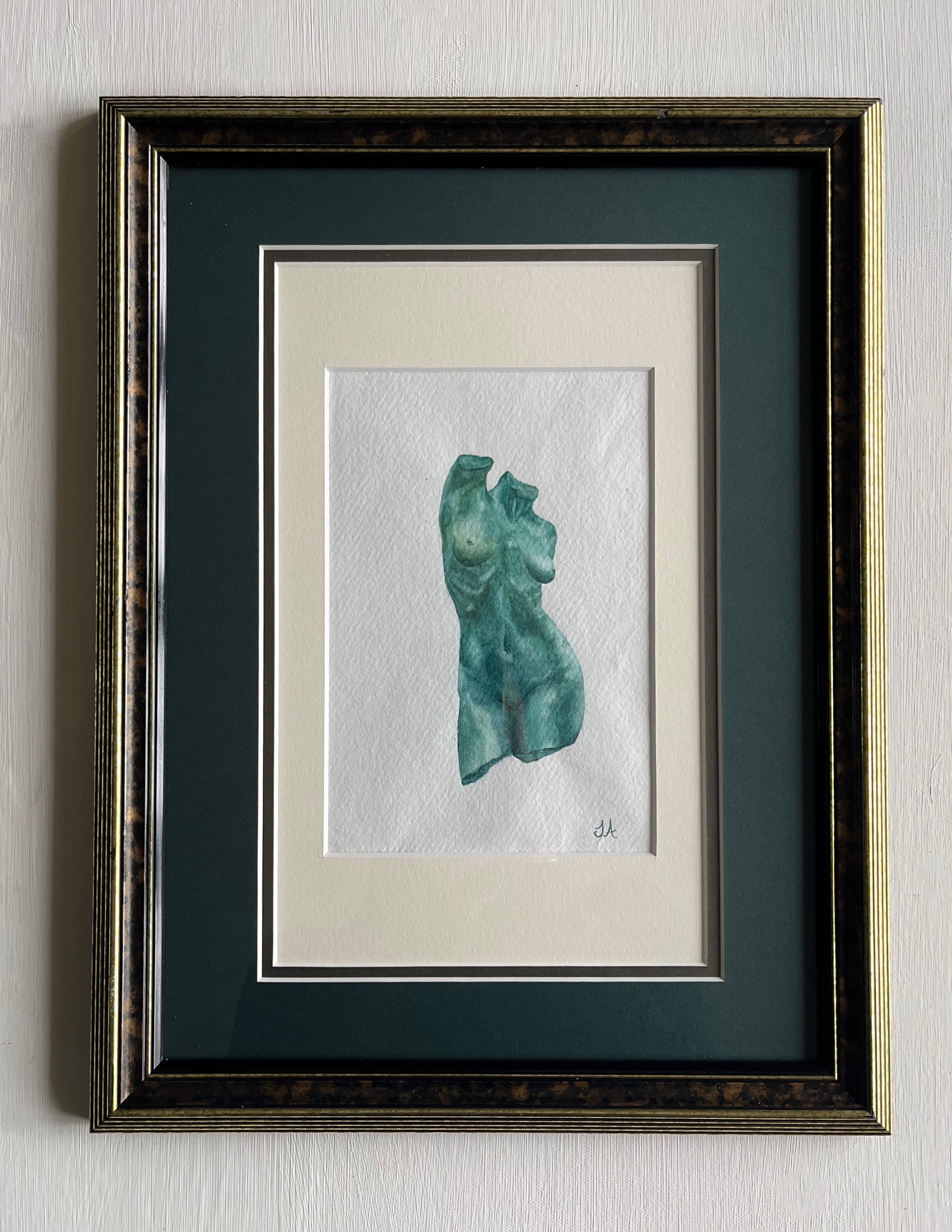 Classical Study in Green - Sophie Alliott | Artist in London | Framed Form & Sculptures