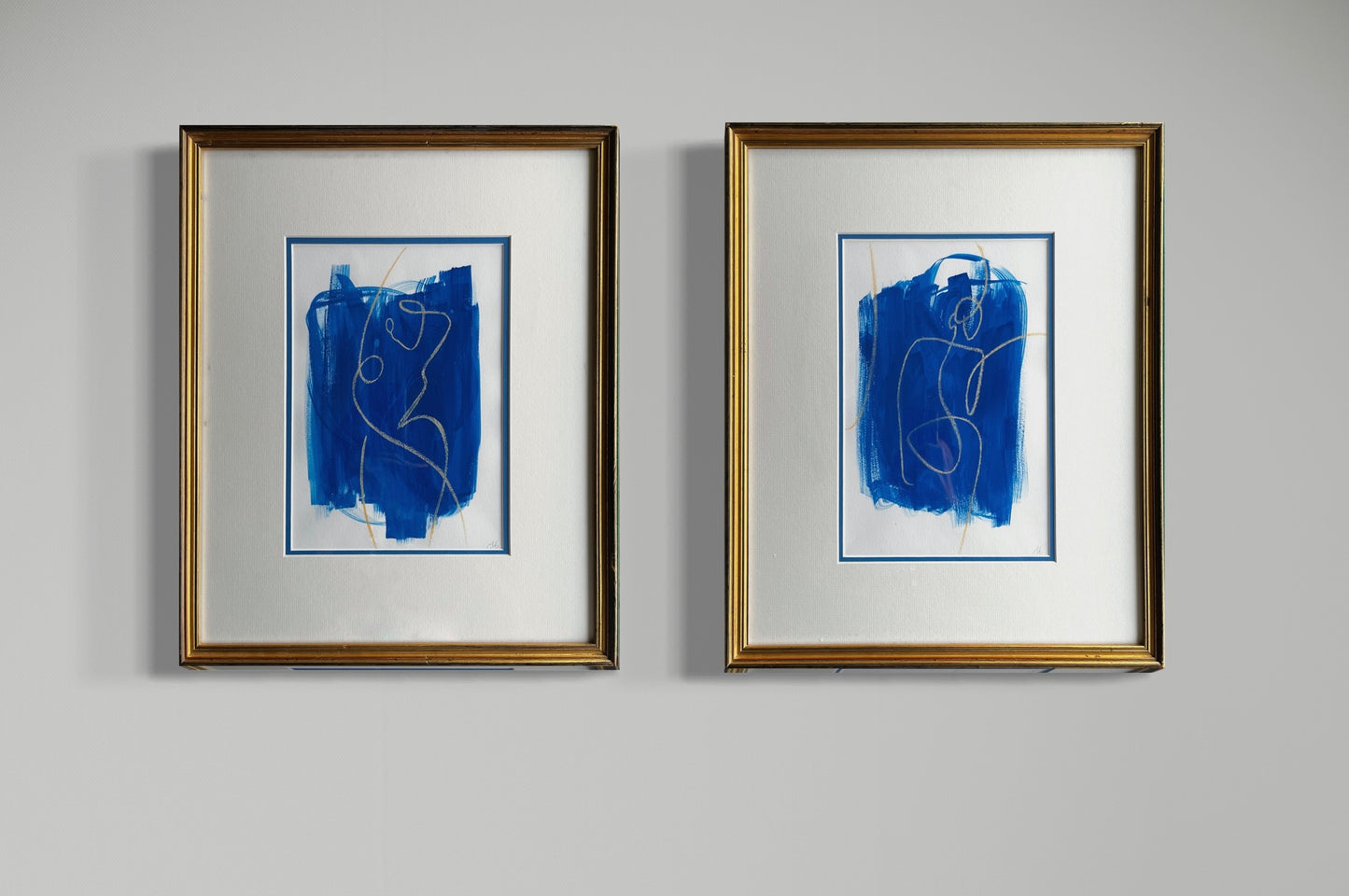 Figures in the Blue - Set 1 - Sophie Alliott | Artist in London | Framed Form & Sculptures