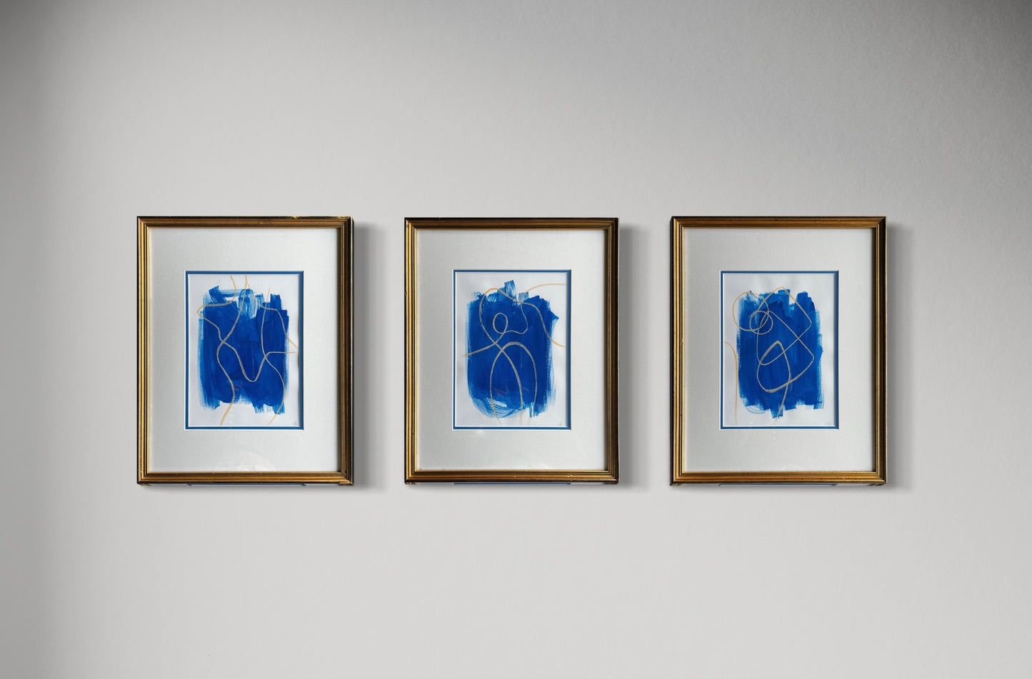 Figures in the Blue - Set 2 - Sophie Alliott | Artist in London | Framed Form & Sculptures