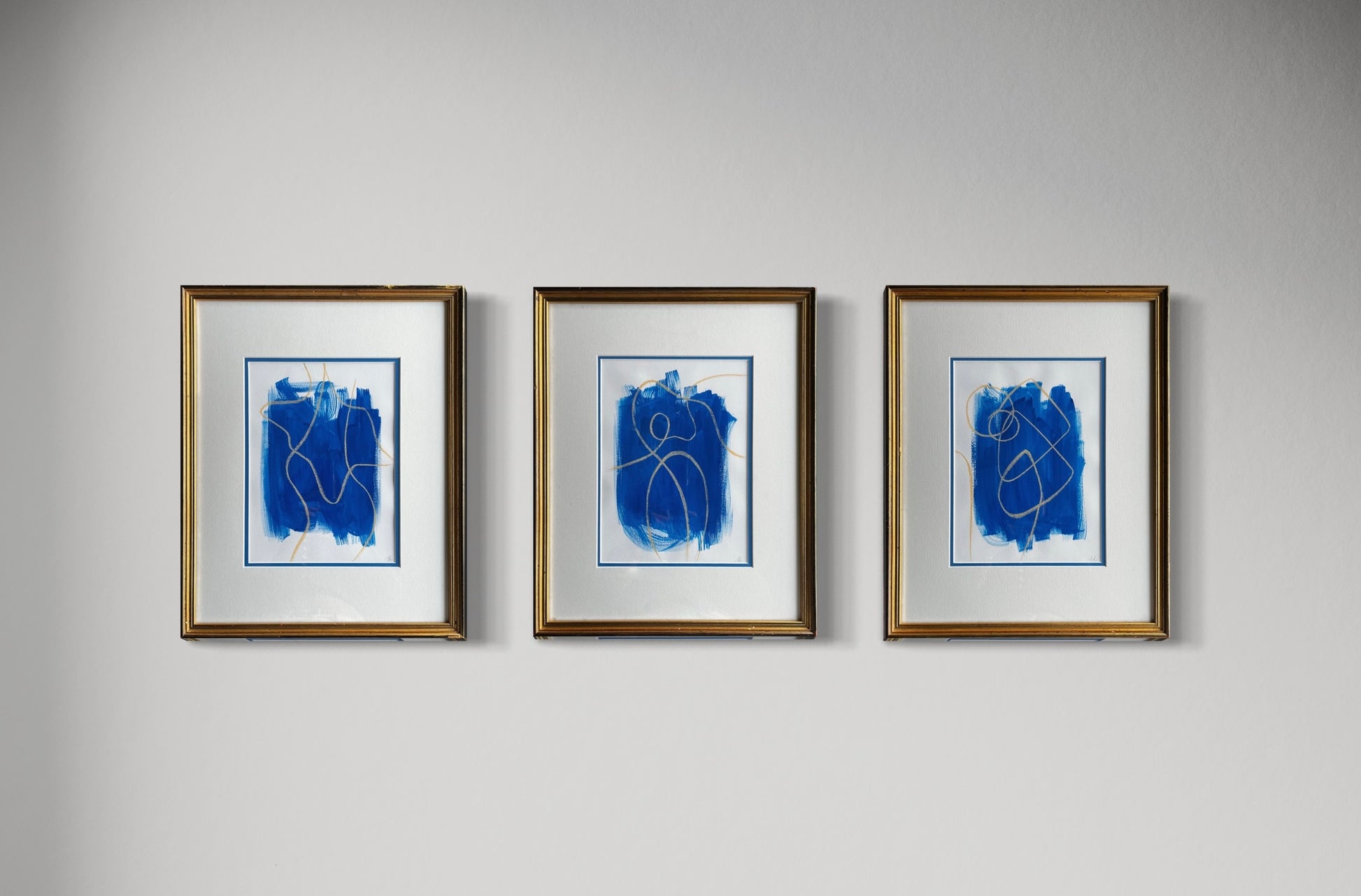 Figures in the Blue - Set 2 - Sophie Alliott | Artist in London | Framed Form & Sculptures