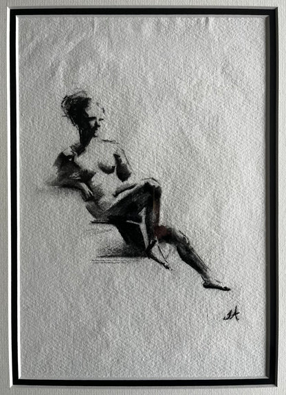 Classical Recline (Charcoal) - Sophie Alliott | Artist in London | Framed Form & Sculptures