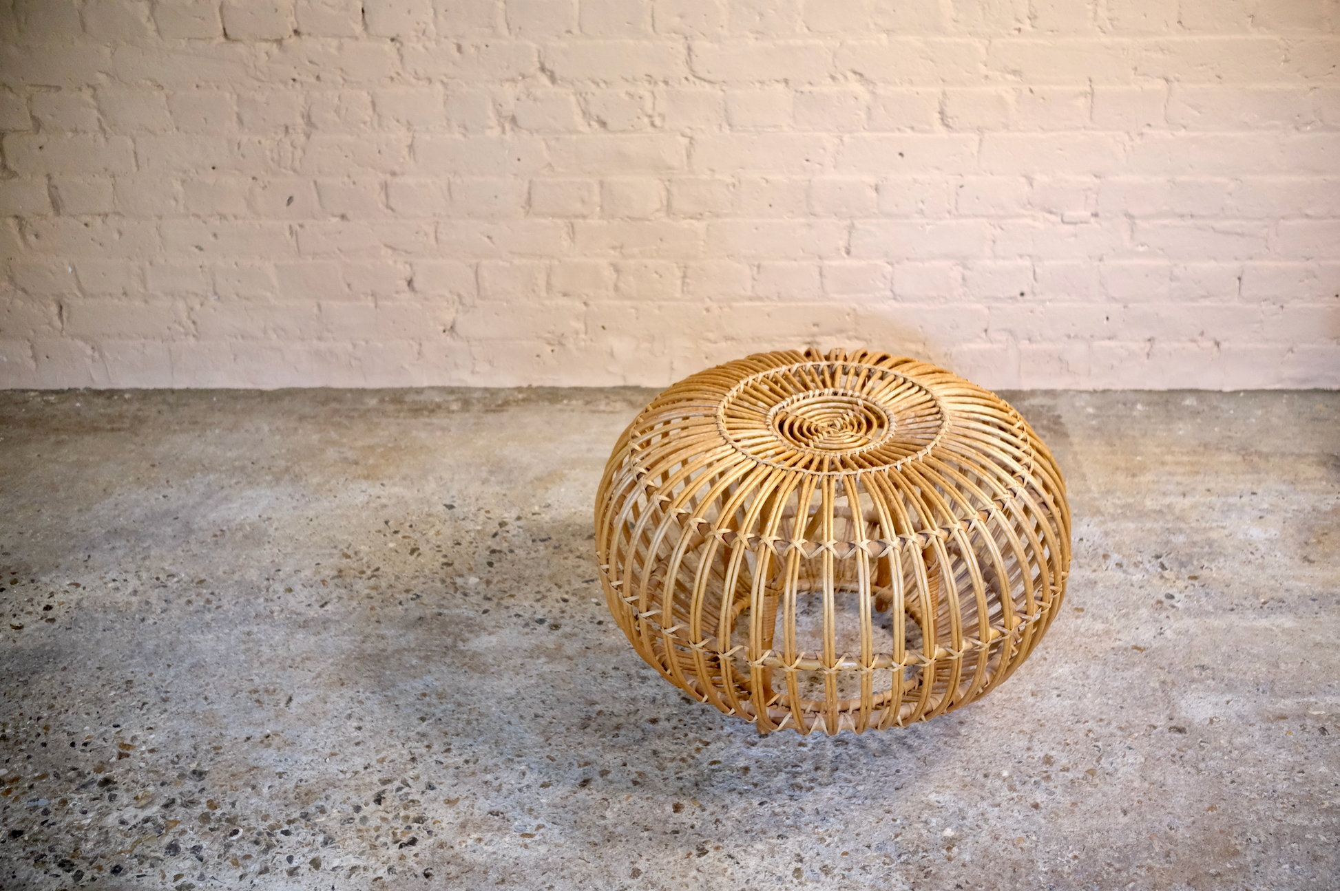 VINTAGE CANE & WICKER OTTOMAN - Sophie Alliott | Artist in London | Framed Form & Sculptures