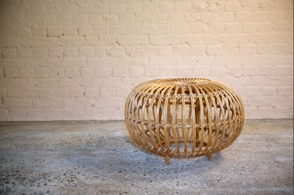 VINTAGE CANE & WICKER OTTOMAN - Sophie Alliott | Artist in London | Framed Form & Sculptures