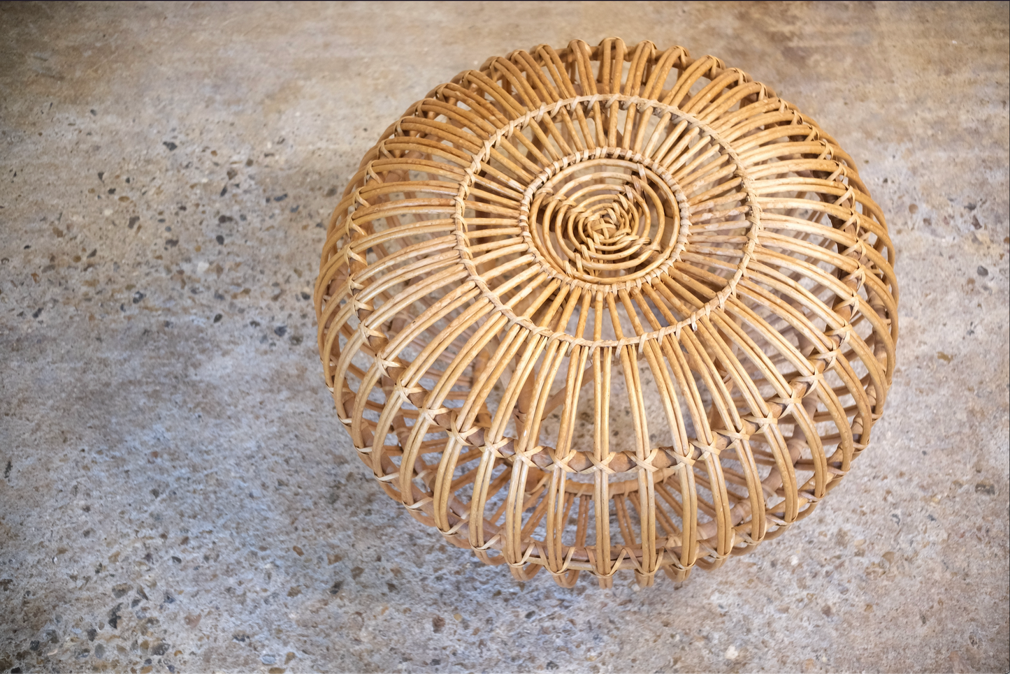 VINTAGE CANE & WICKER OTTOMAN - Sophie Alliott | Artist in London | Framed Form & Sculptures