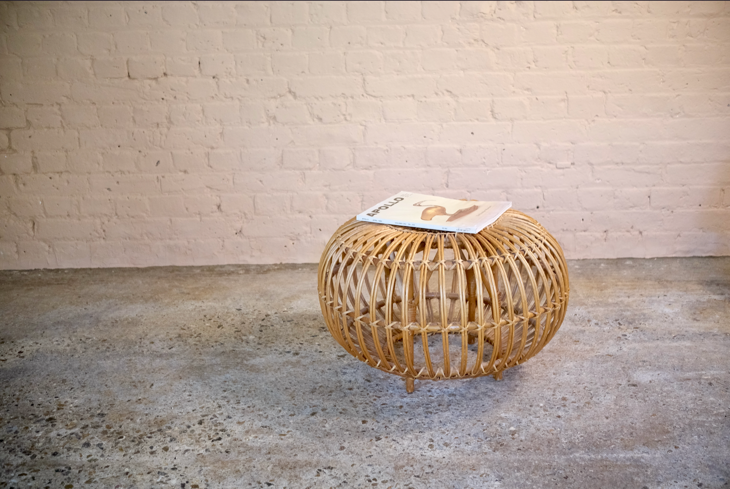 VINTAGE CANE & WICKER OTTOMAN - Sophie Alliott | Artist in London | Framed Form & Sculptures